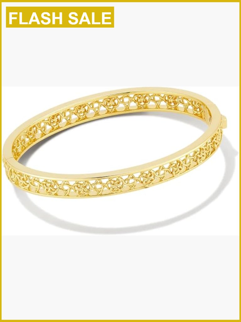 14k Gold Plated Bangle Bracelet Round Shape Elegant Design